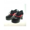 Black 2.9" Heel High Beautiful Synthetic Leather Point Toe Cross Straps Platform Girls Lolita Shoes
