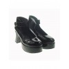 Black 2.9" Heel High Lovely Patent Leather Point Toe Ankle Straps Platform Women Lolita Shoes