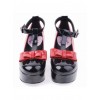 Black 2.9" Heel High Elegant Patent Leather Point Toe Cross Straps Platform Lady Lolita Shoes