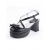 Black 2.9" Heel High Lovely Polyurethane Point Toe Criss Cross Straps Platform Lady Lolita Shoes