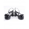 Black 2.9" Heel High Lovely Polyurethane Point Toe Criss Cross Straps Platform Lady Lolita Shoes
