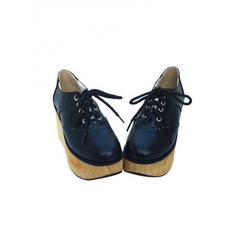 Black 3.1" Heel High Gorgeous Patent Leather Point Toe Ankle Straps Platform Girls Lolita Shoes