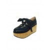 Black 3.1" Heel High Lovely Patent Leather Round Toe Ankle Straps Platform Lady Lolita Shoes