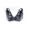 Black 3.1" High Heel Classic Patent Leather Round Toe Punk Style Buckle Platform Girls Lolita Shoes