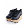 Black 3.1" High Heel Stylish PU Rocking HorseLace Tie Platform Girls Lolita Shoes