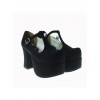 Black 3.7" Heel High Glamorous Patent Leather Round Toe Cross Straps Platform Lady Lolita Shoes