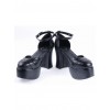 Black 3.7" High Heel Adorable Synthetic Leather Pointed Toe Ankle Straps Platform Girls Lolita Shoes