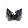 Black 3.9" Heel High Lovely Patent Leather Point Toe Cross Straps Platform Women Lolita Shoes