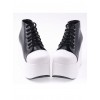 Black 3.9" Heel High Lovely Suede Round Toe Cross Straps Platform Women Lolita Shoes