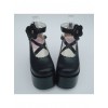 Black 3.9" Heel High Special PU Round Toe Criss Cross Straps Platform Girls Lolita Shoes