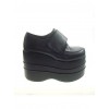 Black 4.7" Heel High Adorable Synthetic Leather Round Toe Platform Girls Lolita Shoes