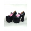 Black 4.9" Heel High Lovely Polyurethane Round Toe Cross Straps Platform Women Lolita Shoes