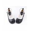 Black2.2" High Heel Romantic PU Round Toe Ankle Straps Platform Girls Lolita Shoes