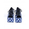 Blue 3.9" Heel High Lovely Patent Leather Point Toe Cross Straps Platform Women Lolita Shoes