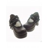 Brown 2.9" Heel High Classic Polyurethane Round Toe Cross Straps Platform Lady Lolita Shoes