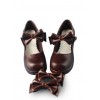 Coffee Color Mirror Face Concise Bowknot Lolita High Heel Shoes