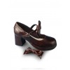Coffee Color Mirror Face Concise Bowknot Lolita High Heel Shoes
