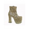 Leopard Brown 3.1" Heel High Special Synthetic Leather Round Toe Ankle Straps Platform Girls Lolita Shoes