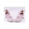 Pink & White 2.6" High Heel Glamorous Polyurethane Round Toe Criss Cross Straps Scalloped Platform Girls Lolita Shoes