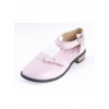 Pink 1" High Heel Special Patent Leather Round Toe Ankle Straps Polka Dot Pattern Insole Platform Girls Lolita Shoes
