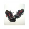 Black 1.8" Heel High Beautiful Synthetic Leather Round Toe Cross Straps Platform Girls Lolita Shoes