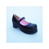 Black 1.8" Heel High Cute Synthetic Leather Round Toe Cross Straps Platform Women Lolita Shoes