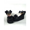Black 2.5" Heel High Gorgeous Polyurethane Round Toe Cross Straps Platform Women Lolita Shoes