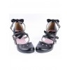 Black 2.6" High Heel Glamorous PU Round Toe Criss Cross Straps Bow Platform Girls Lolita Shoes