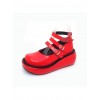 Red 2.5" Heel High Romatic Patent Leather Round Toe Ankle Straps Platform Lady Lolita Shoes