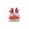 Red 3.1" High Heel Lovely Synthetic Leather Pointed Toe Ankle Straps Platform Girls Lolita Shoes