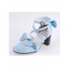Sky-Blue 2.5" Heel High Elegant Patent Leather Point Toe Cross Straps Platform Women Lolita Shoes