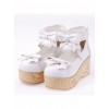 White 2.7" Heel High Special Patent Leather Round Toe Bow Decoration Platform Women Lolita Shoes