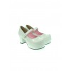 White 2.9" Heel High Cute Synthetic Leather Point Toe Cross Straps Platform Women Lolita Shoes