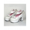 White 3.1" Heel High Adorable Suede Round Toe Cross Straps Platform Women Lolita Shoes