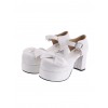 White 3.1" Heel High Cute Suede Round Toe Cross Straps Platform Lady Lolita Shoes