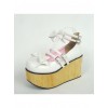 White 3.7" Heel High Classic PU Round Toe Bow Decoration Platform Lady Lolita Shoes