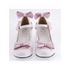 White & Pink 2.6" Heel High Cute Synthetic Leather Point Toe Bowknot Platform Women Lolita Shoes
