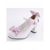 White & Pink 2.6" Heel High Cute Synthetic Leather Point Toe Bowknot Platform Women Lolita Shoes