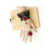 Elegant Concise Black Lace Red Rose Lolita Bracelet And Ring Set