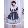 Little Prince Series Printing Bowknot High Waist Sweet Lolita Short Sleeve Dress