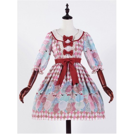 The Girl's Breasts Half Sleeve Little High Waist Toffee Cotton Candy Lolita Dress