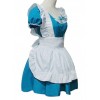 Blue Short Sleeves Cotton Cosplay Maid Costume