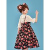 Choco Strawberry Printed Three-layer Hem Big Bowknot Classic Lolita Sling Dress
