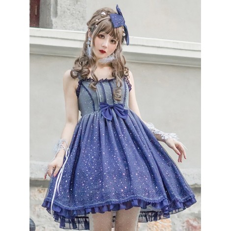 Blue Gradient Starry Sky Classic Lolita Sling Dress