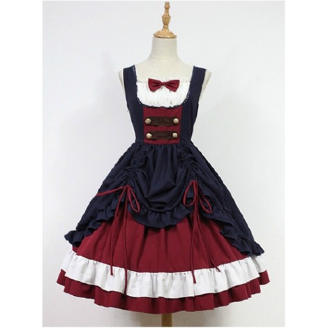 Bow Decorated Neckline Layered Skirt Lolita JSK- Snow White