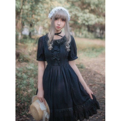 Chiffon Short Sleeves Bowknot Classic Lolita Dress