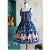 Deep blue Decorative Pattern Waist Vest Skirt