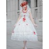 Elegant Pure White Lace Long Style Classic Lolita Sling Wedding Dress