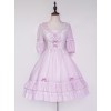 Jacquard Cotton Pure Color Classic Lolita Half Sleeves Dress