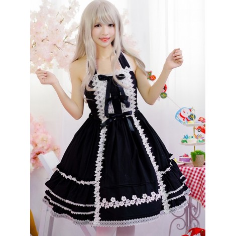 Black Sweet Lolita Hanging Neck Dress